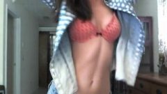 Provocative Brunette Teen With Glasses Toys Her Shaved Pussy On Webcam