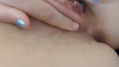 Young Blonde Finger-fucks Shaved Pussy Close Up