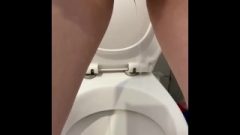 Girlfriend Shaved Twat Standing Up Pissing